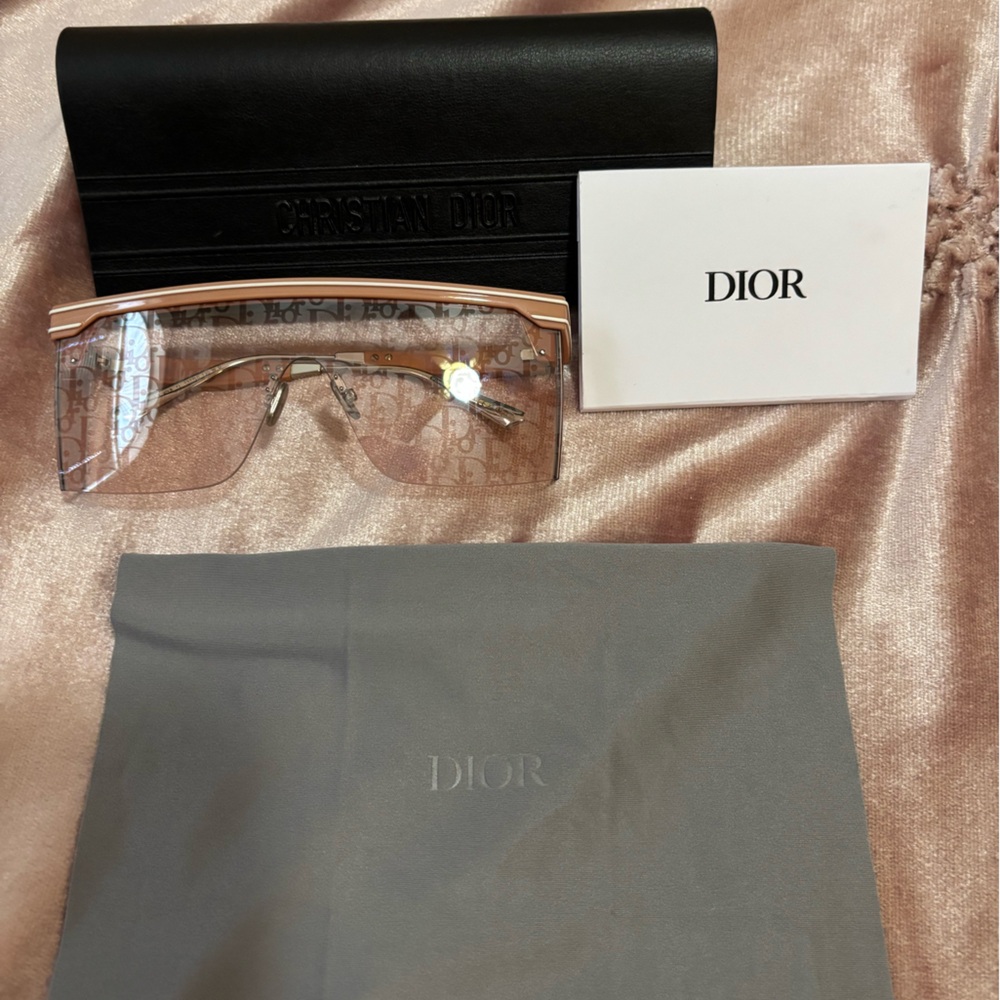 Dior Club M1U Soft Pink Oblique All Over Logo Mask Sunglasses